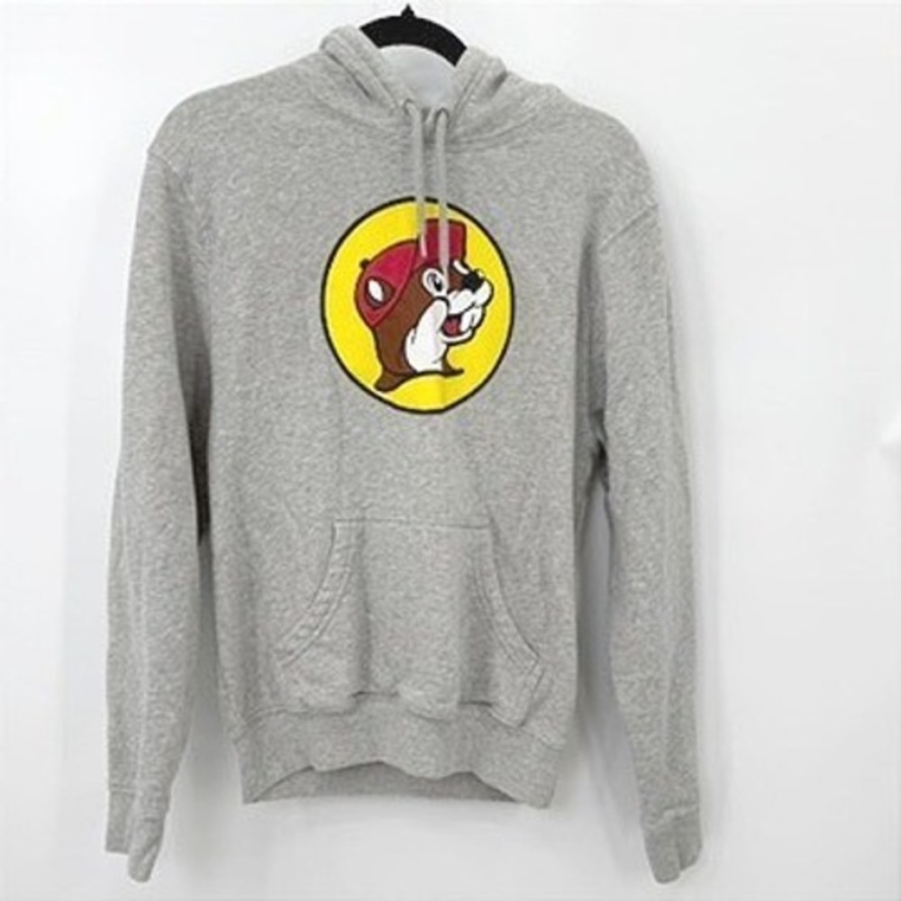 Buc-ees Hoodie Sweatshirt Men S Gray Logo Pullover Texas Viral Streetwear Travel